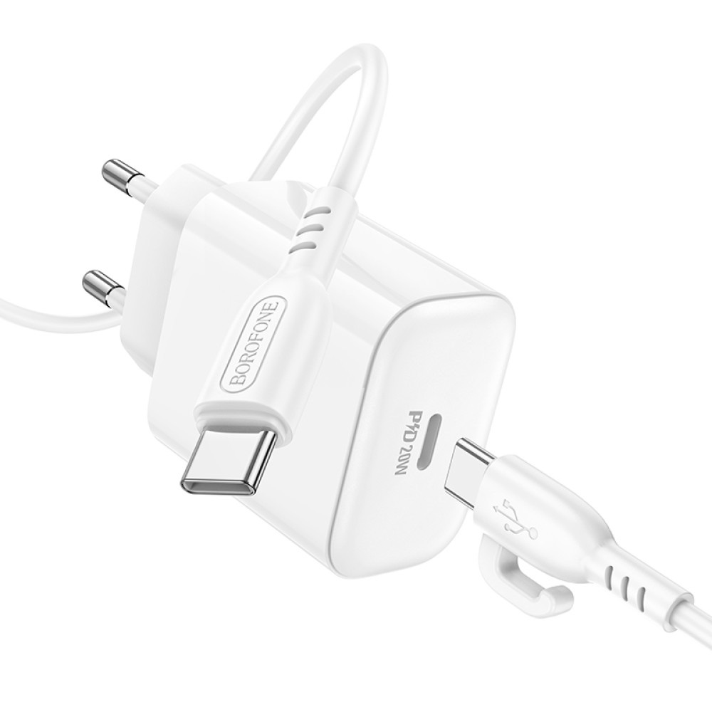 Зарядное устройство BOROFONE BA81A 1xUSB-C, PD20W White w/Type-C cable