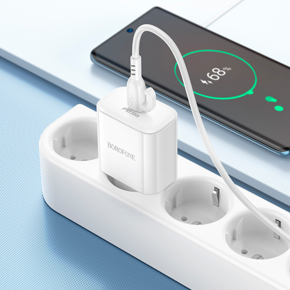 Зарядное устройство BOROFONE BA81A 1xUSB-C, PD20W White w/Type-C cable