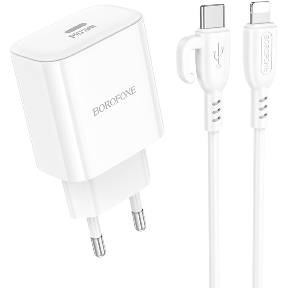 Зарядное устройство BOROFONE BA81A 1xUSB-C, PD20W White w/Type-C to Lightning cable