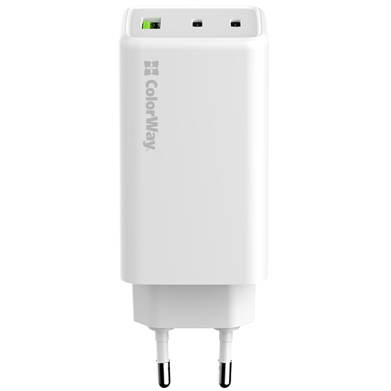 Зарядний пристрій COLORWAY GaN Mini 100W 1xUSB-A, 2xUSB-C Fast Charging White (CW-CHS061PD-WT)