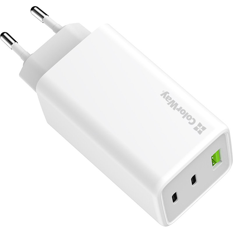 Зарядний пристрій COLORWAY GaN Mini 100W 1xUSB-A, 2xUSB-C Fast Charging White (CW-CHS061PD-WT)