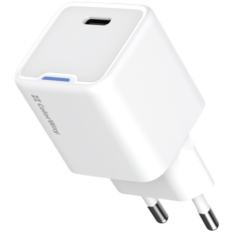 Зарядний пристрій COLORWAY GaN Mini 20W 1xUSB-C Fast Charging White (CW-CHS059PD-WT)