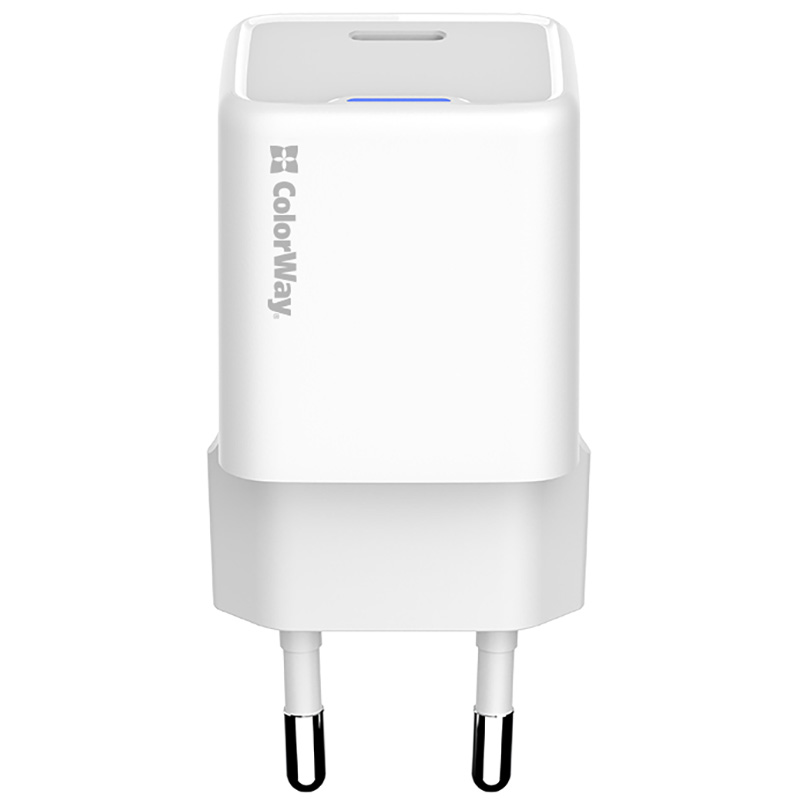 Зарядний пристрій COLORWAY GaN Mini 20W 1xUSB-C Fast Charging White (CW-CHS059PD-WT)