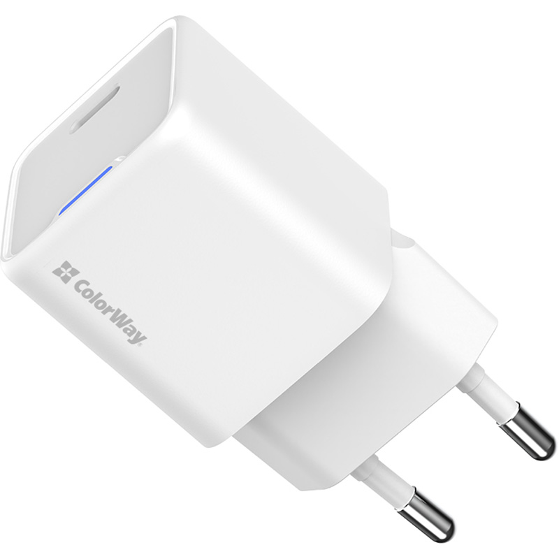Зарядний пристрій COLORWAY GaN Mini 20W 1xUSB-C Fast Charging White (CW-CHS059PD-WT)