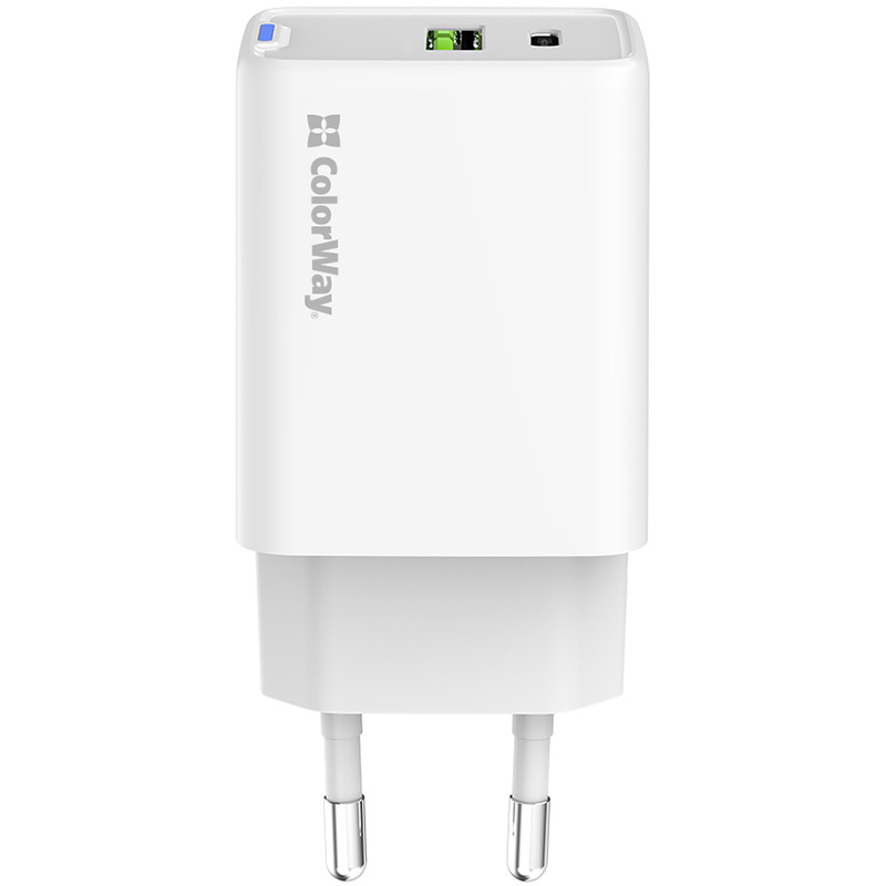 Зарядное устройство COLORWAY GaN Mini 45W 1xUSB-A, 1xUSB-C Fast Charging White (CW-CHS060PD-WT)