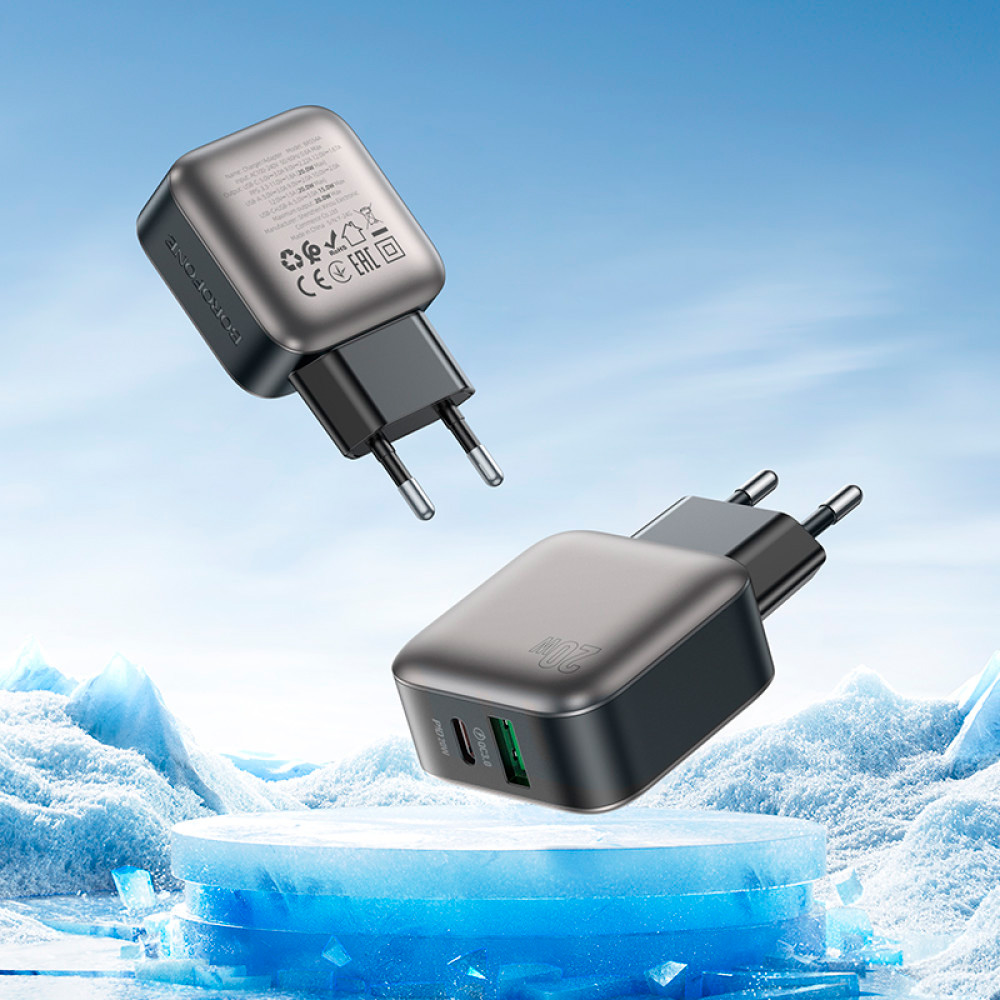 Зарядний пристрій BOROFONE BAS54A Absolute 1xUSB-C, 1xUSB-A, PD20W, QC3.0 Black w/Type-C cable