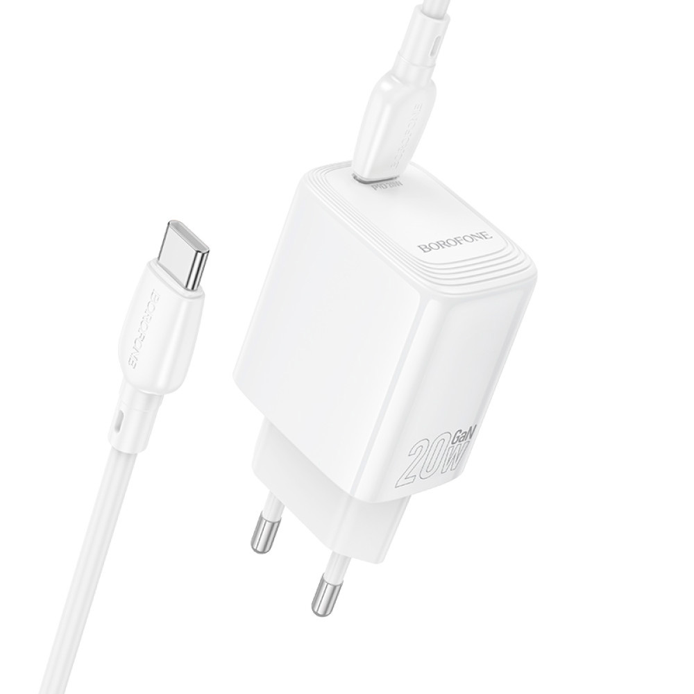 Зарядний пристрій BOROFONE BN26 Fuente 1xUSB-C, PD20W, QC3.0 White w/Type-C cable