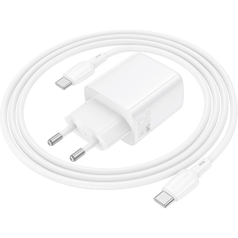 Зарядний пристрій BOROFONE BN26 Fuente 1xUSB-C, PD20W, QC3.0 White w/Type-C cable