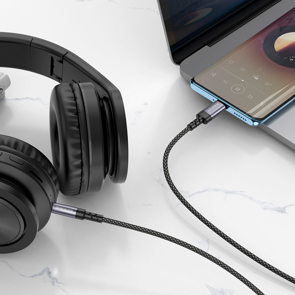 Кабель BOROFONE BL24 Graceful Digital Audio Conversion Cable USB-C to 3.5mm 1м Black