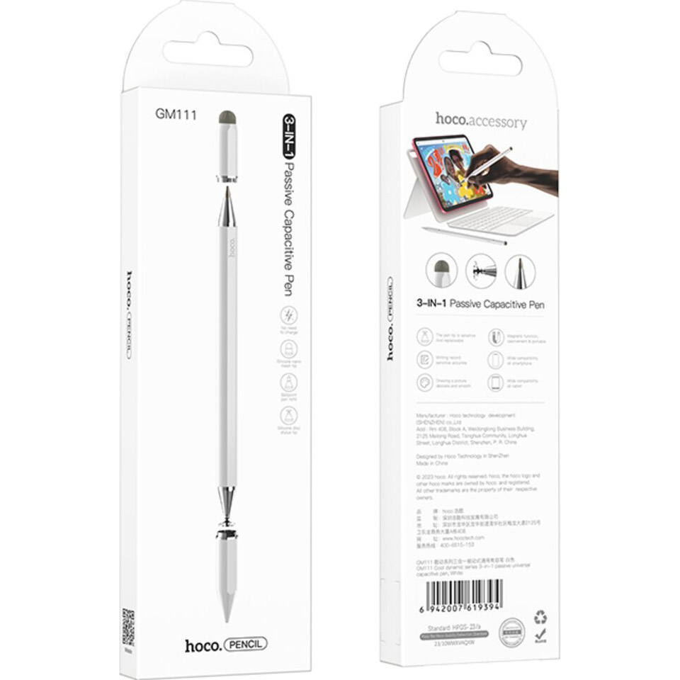 Стилус HOCO GM111 Cool Dynamic Series Passive Capacitive Pen White