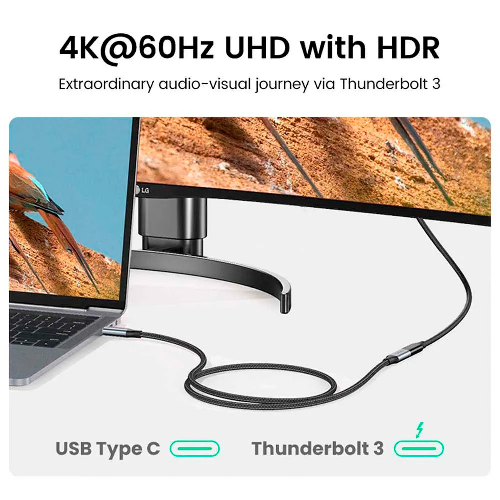 Кабель-подовжувач UGREEN US372 USB-C Male to USB-C Female Gen2 Extension Cable 0.5м Black (80810)