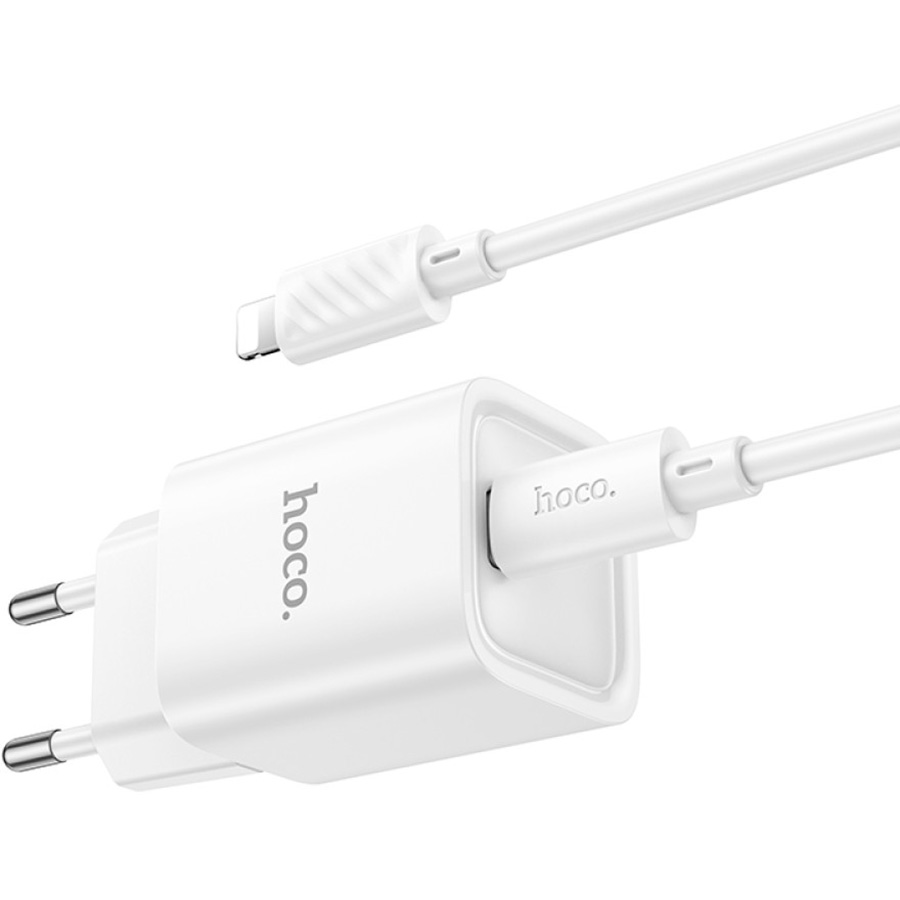 Зарядний пристрій HOCO C148A Charm 1xUSB-C, PD30W, QC3.0 White w/Type-C to Lightning cable (6942007630313)