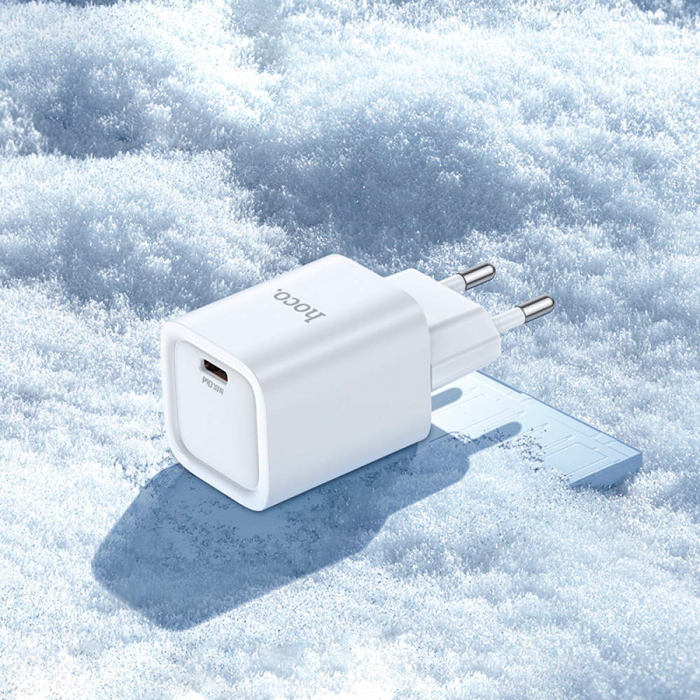 Зарядний пристрій HOCO C148A Charm 1xUSB-C, PD30W, QC3.0 White w/Type-C to Lightning cable (6942007630313)