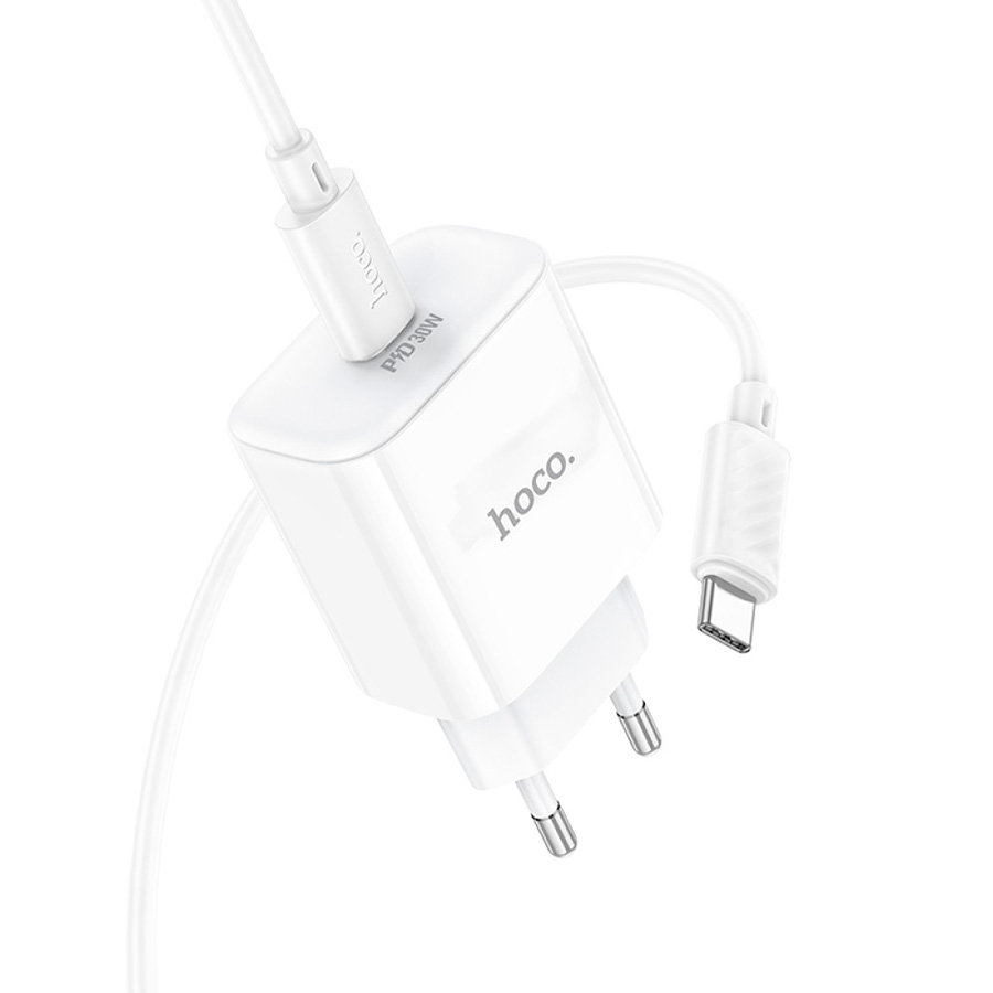 Зарядное устройство HOCO C76A Pro Speed Source 1xUSB-C PD30W White w/Type-C cable (6942007616324)