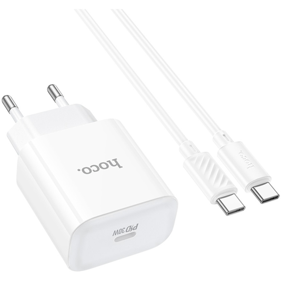 Зарядное устройство HOCO C76A Pro Speed Source 1xUSB-C PD30W White w/Type-C cable (6942007616324)