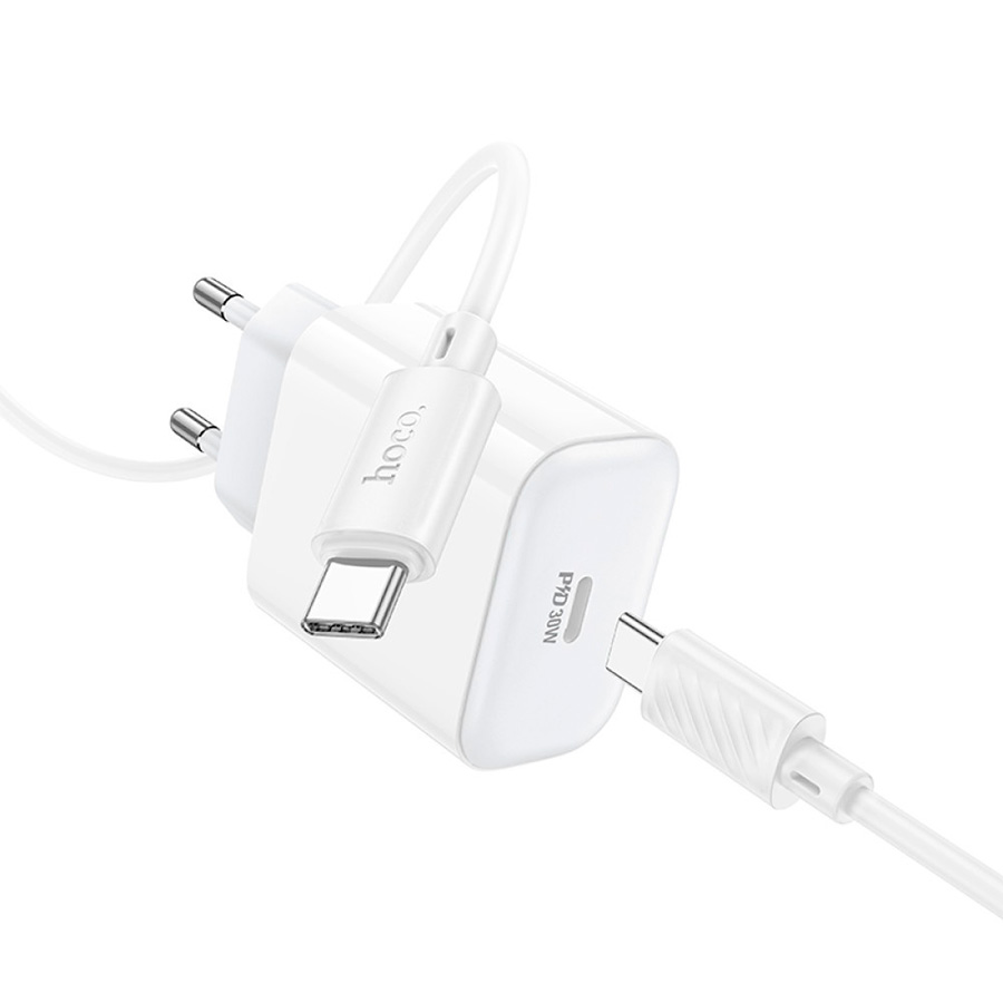 Зарядное устройство HOCO C76A Pro Speed Source 1xUSB-C PD30W White w/Type-C cable (6942007616324)