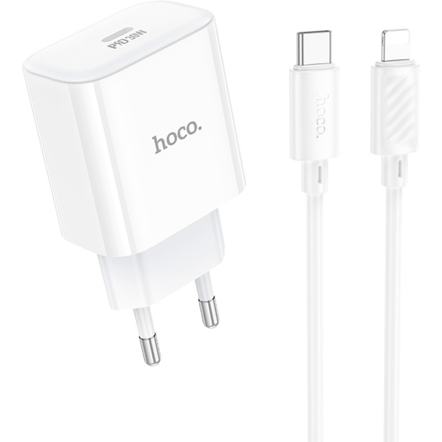 Зарядное устройство HOCO C76A Pro Speed Source 1xUSB-C PD30W White w/Type-C to Lightning cable (6942007616317)