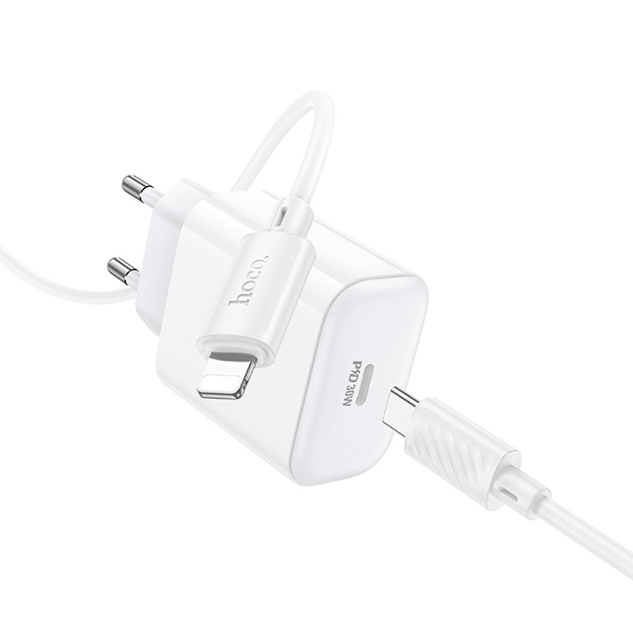 Зарядное устройство HOCO C76A Pro Speed Source 1xUSB-C PD30W White w/Type-C to Lightning cable (6942007616317)