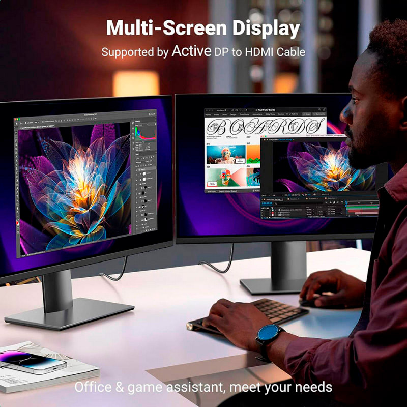 Кабель UGREEN DP119 4K@60Hz DisplayPort - HDMI v2.0 2м Gray (15774)