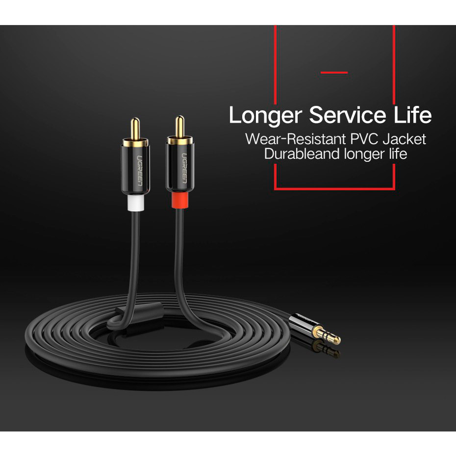 Кабель UGREEN AV116 mini-jack 3.5 mm (M) - 2RCA (M) 5м Black (10591)