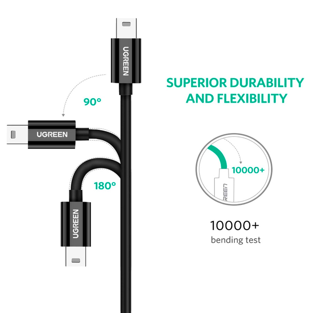 Кабель UGREEN US242 Type-C to Mini-USB 5-Pin 1м Black (50445)