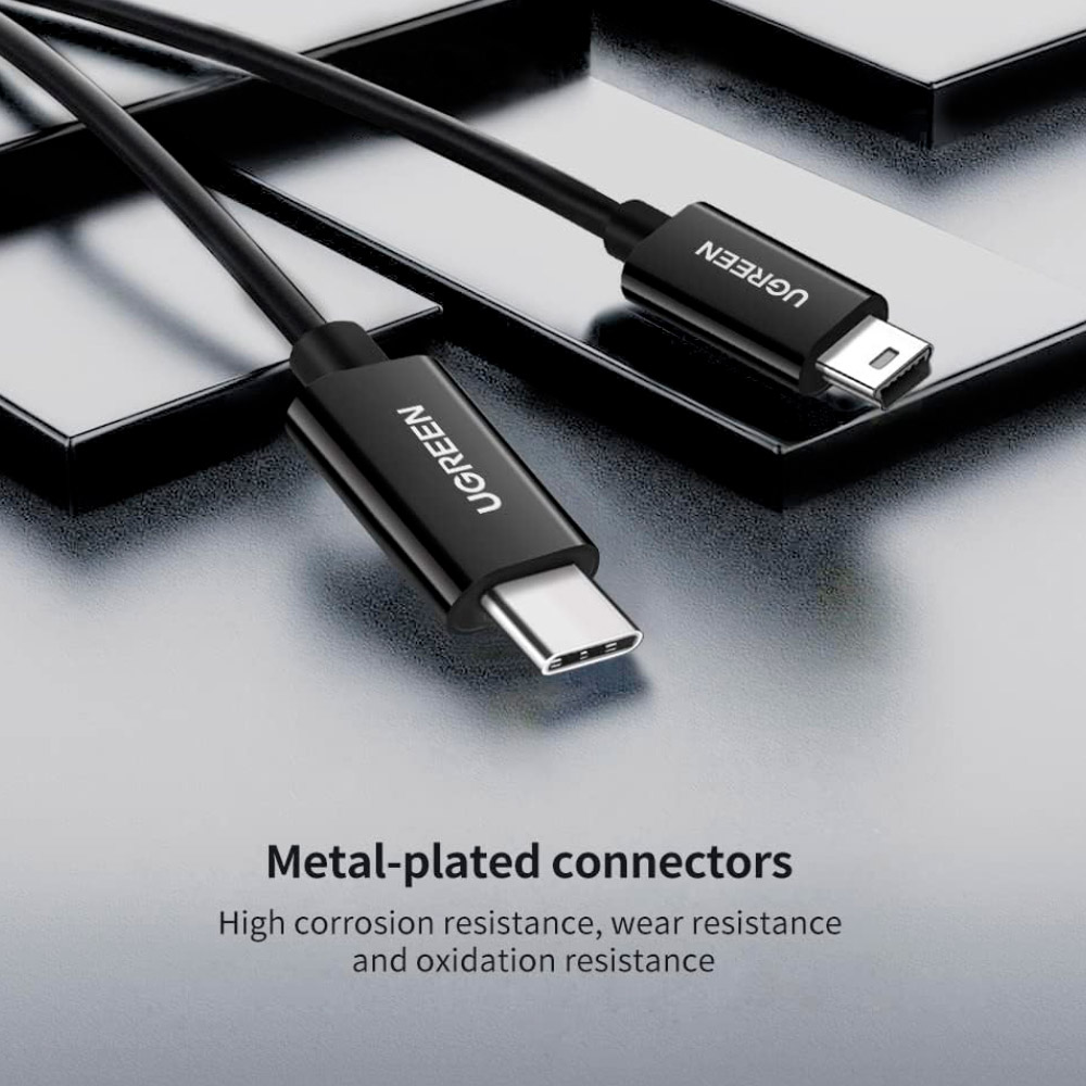 Кабель UGREEN US242 Type-C to Mini-USB 5-Pin 1м Black (50445)