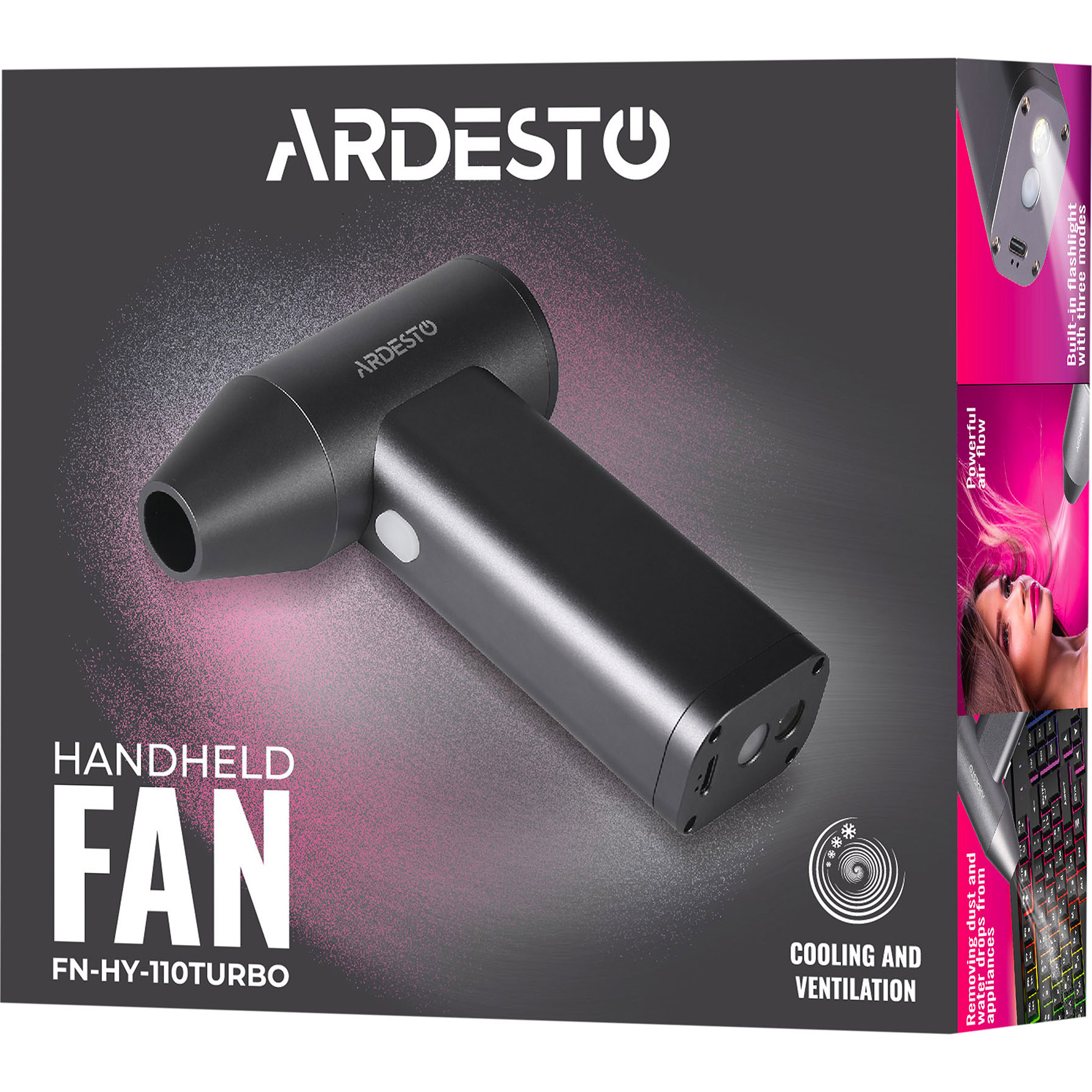 Портативний ручний вентилятор ARDESTO FN-HY-110Turbo Black