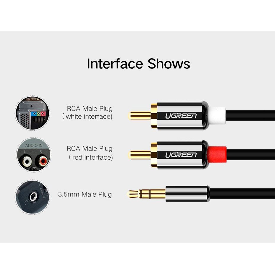 Кабель UGREEN AV116 mini-jack 3.5 mm (M) - 2RCA (M) 3м Black (10590)