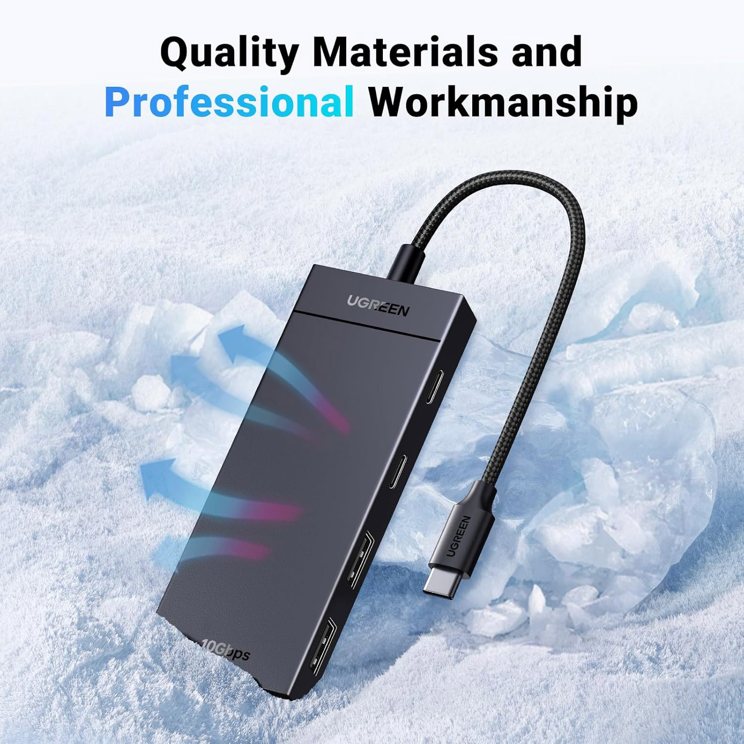 USB-хаб UGREEN CM806 USB-C to 2xUSB-A + 2xUSB-C 3.2 Gen2 10Gbps Black (35583)