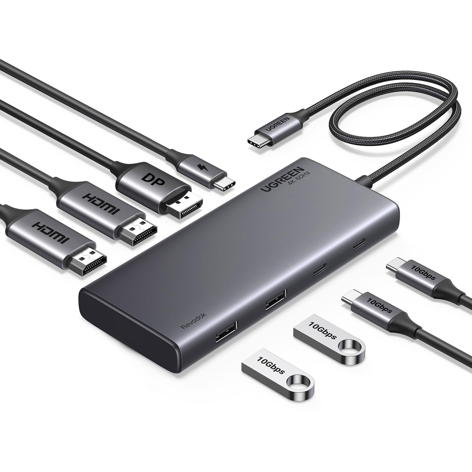 Порт-репликатор UGREEN CM639 8-in-1 USB 3.2 Type-C to 2xUSB-A 3.2/2xUSB-C 3.2/2xHDMI DP 4K@6Hz/PD100W (35625)