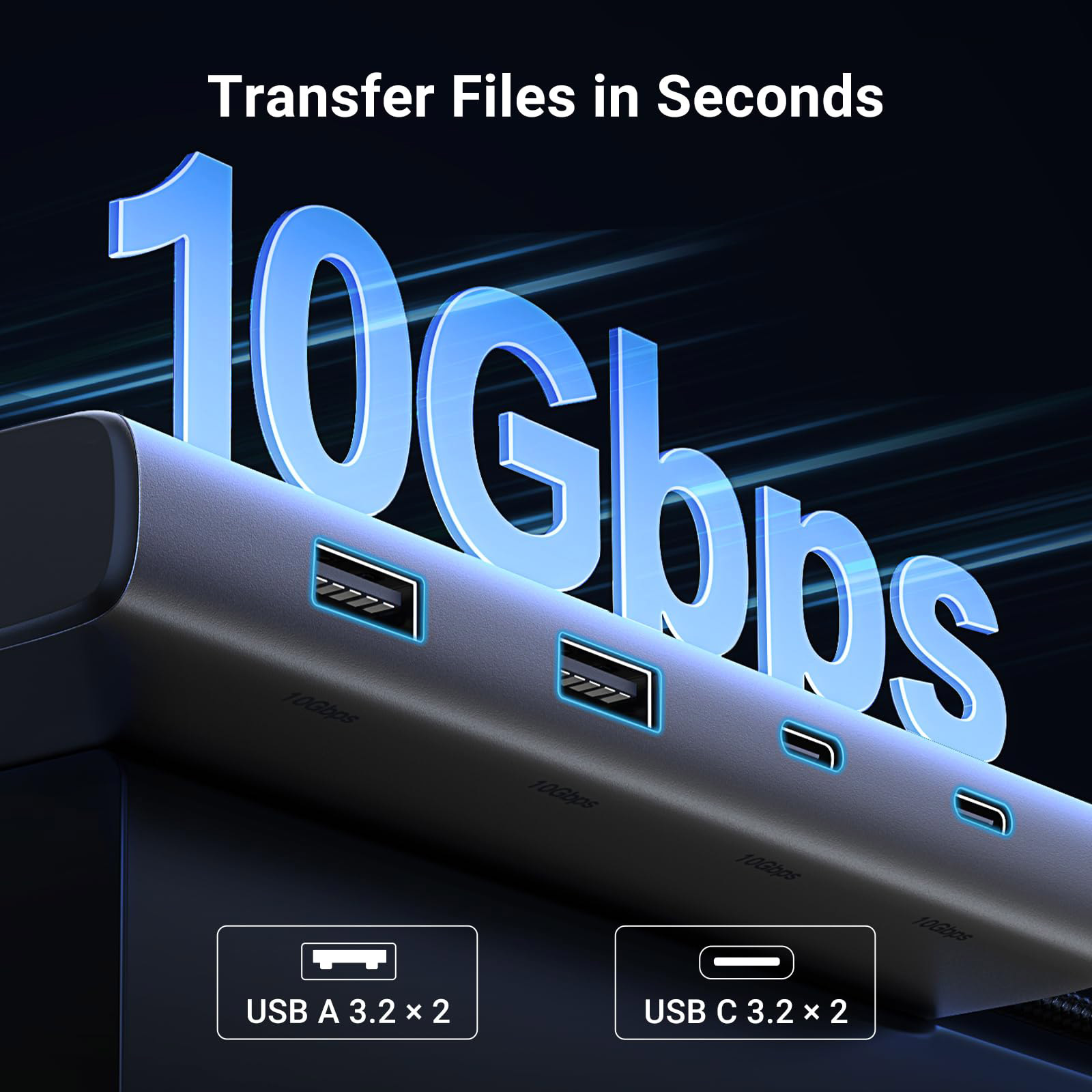 Порт-репликатор UGREEN CM639 8-in-1 USB 3.2 Type-C to 2xUSB-A 3.2/2xUSB-C 3.2/2xHDMI DP 4K@6Hz/PD100W (35625)