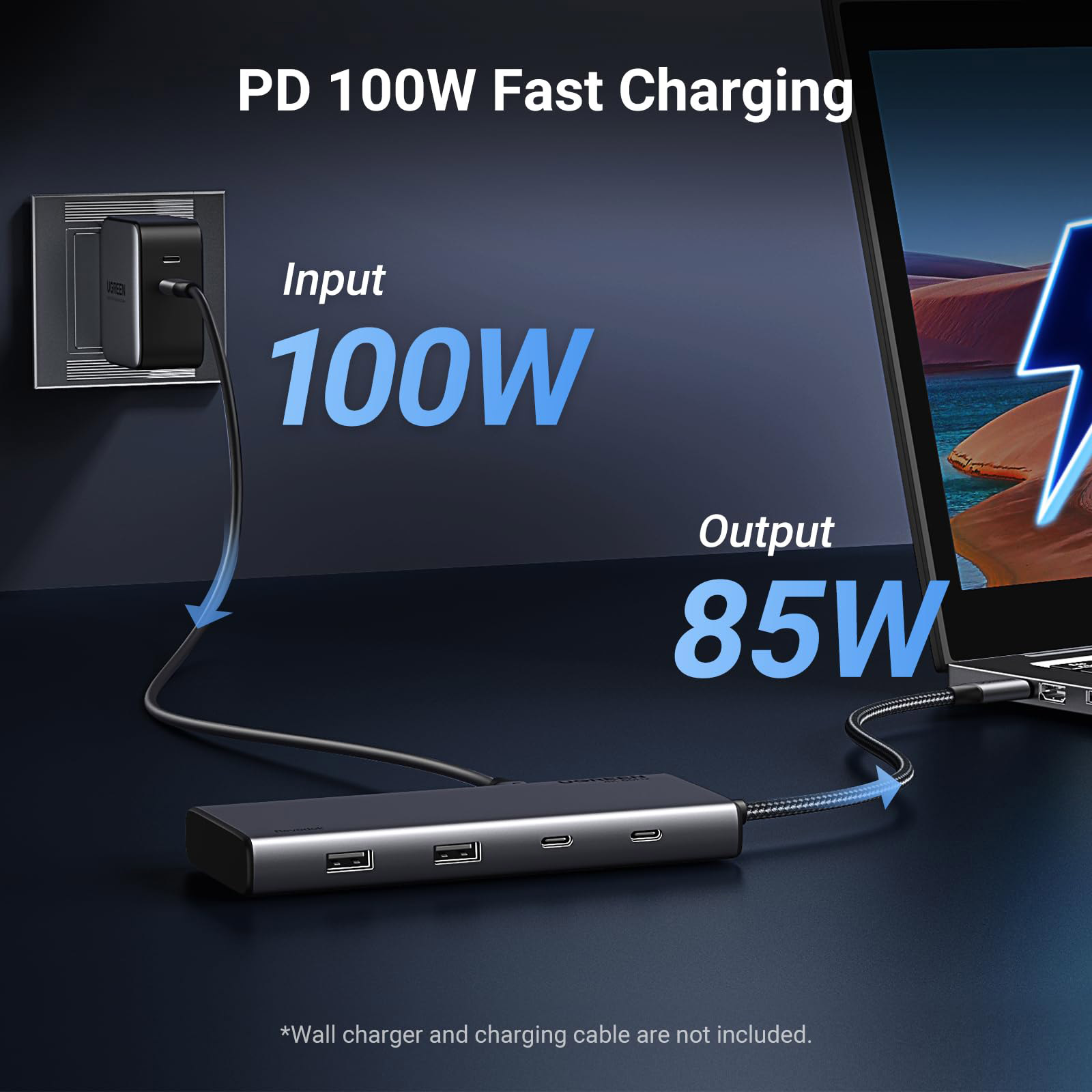 Порт-репликатор UGREEN CM639 8-in-1 USB 3.2 Type-C to 2xUSB-A 3.2/2xUSB-C 3.2/2xHDMI DP 4K@6Hz/PD100W (35625)
