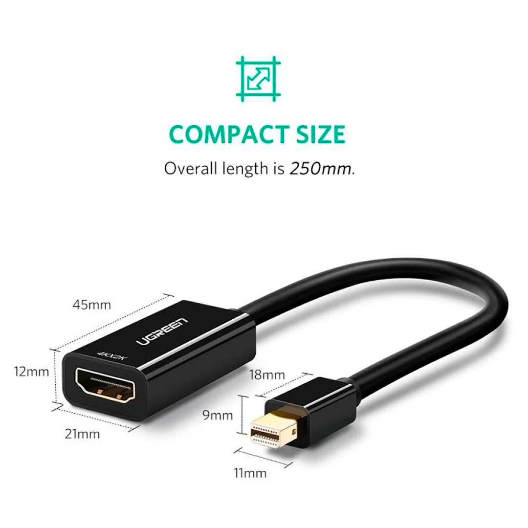 Адаптер UGREEN MD112 Mini DP to HDMI 4K Black (40360)