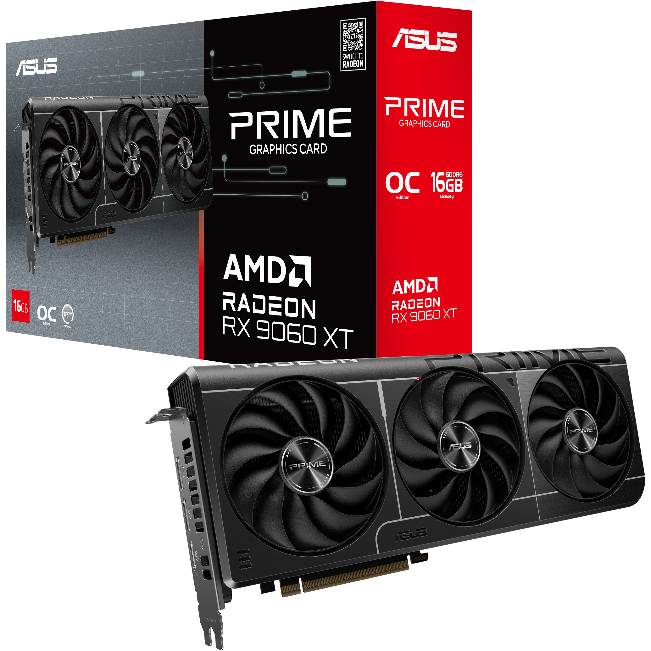 Відеокарта ASUS Prime Radeon RX 9060 XT OC Edition 16GB GDDR6 (PRIME-RX9060XT-O16G)