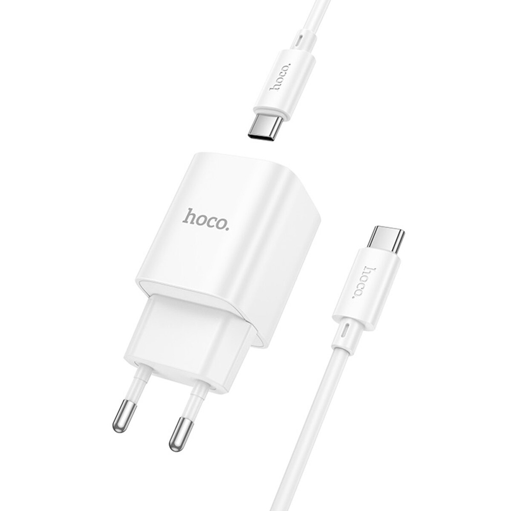 Зарядний пристрій HOCO C149A Charm 1xUSB-A, 1xUSB-C, PD30W, QC3.0 White w/Type-C cable (6942007630351)