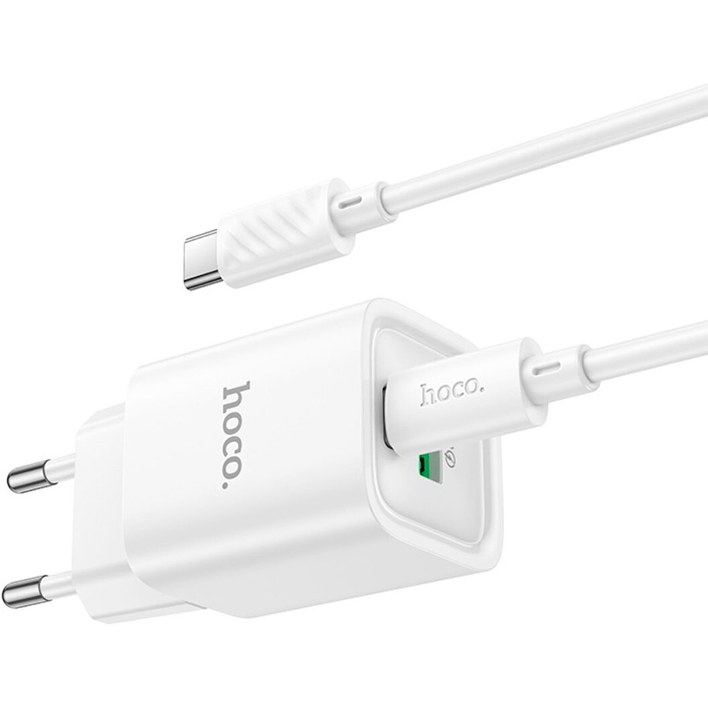 Зарядний пристрій HOCO C149A Charm 1xUSB-A, 1xUSB-C, PD30W, QC3.0 White w/Type-C cable (6942007630351)