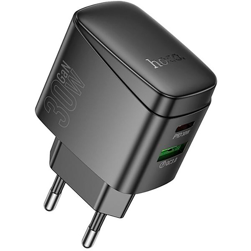 Зарядний пристрій HOCO CS61A Bright 1xUSB-A, 1xUSB-C, PD30W, QC3.0 Black (6942007638425)
