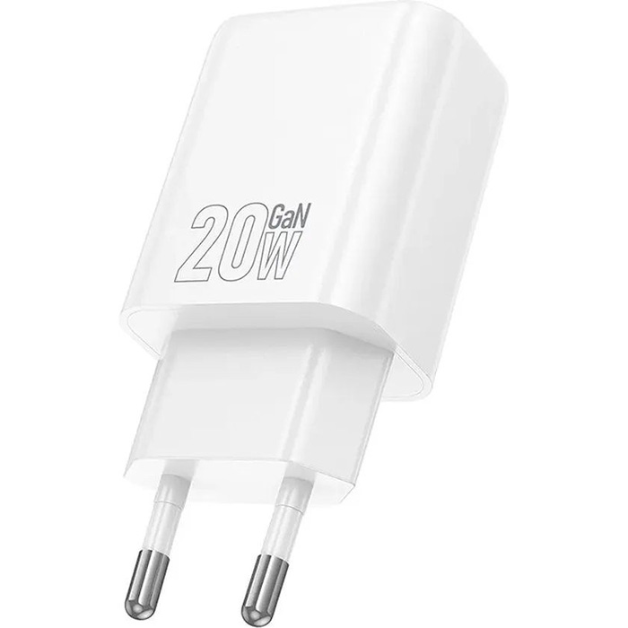 Зарядний пристрій HOCO N60 Gentle GaN 1xUSB-C, PD20W White (6942007644181)