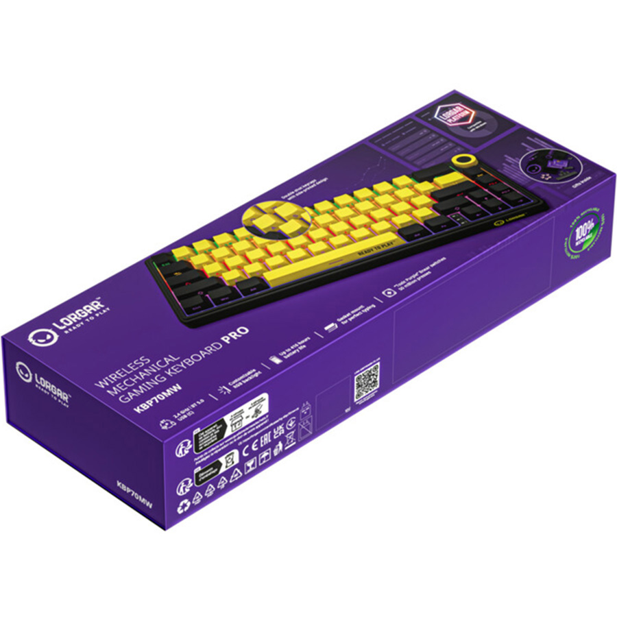 Клавіатура бездротова LORGAR KBP70MW Black/Yellow (LRG-KBP70MW-YL-US)
