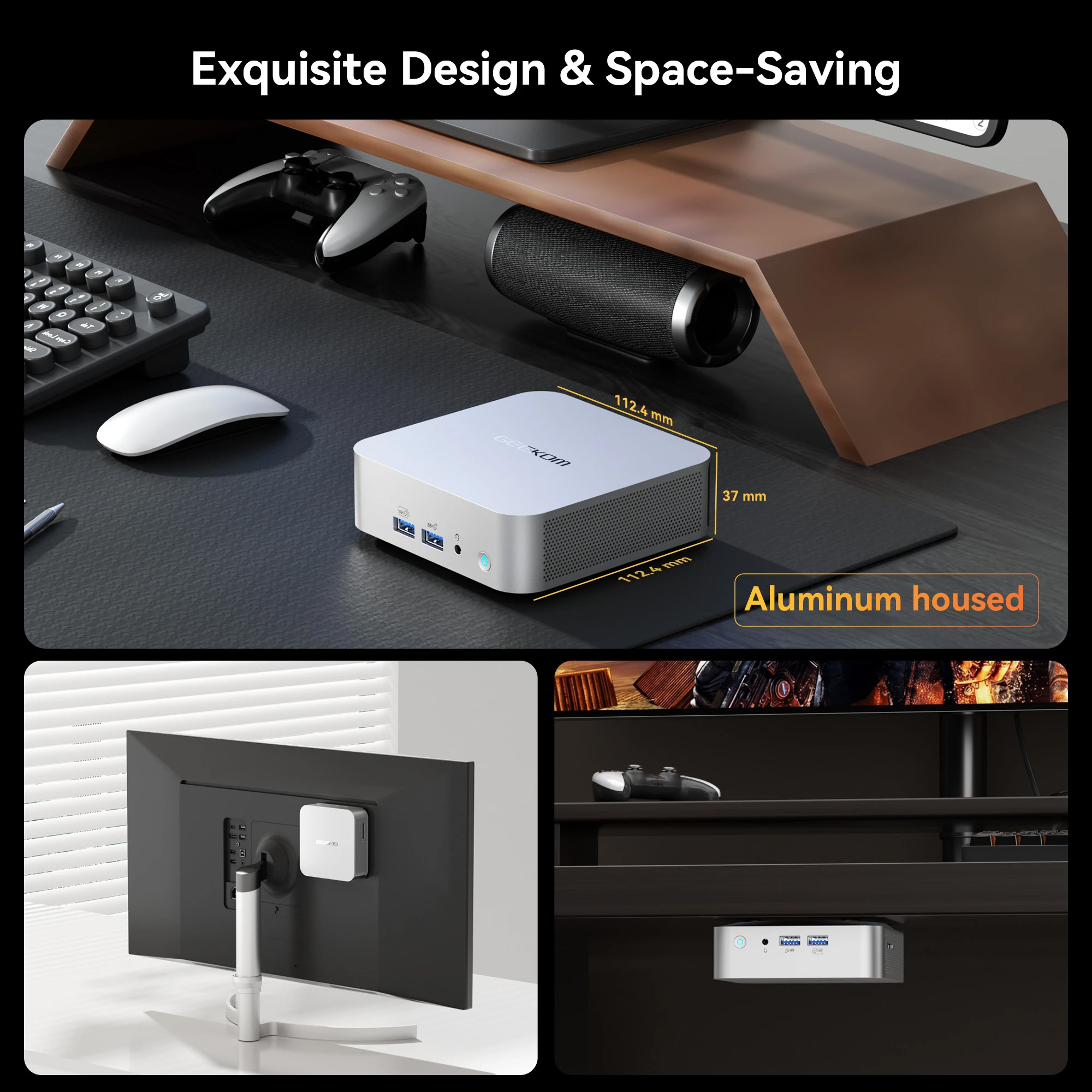 Неттоп GEEKOM A8 (R7 8745HS 3.8GHz/32GB/SSD 1TB/WF6/BT/W11P) (GMA8R78745HS-321T-EU)