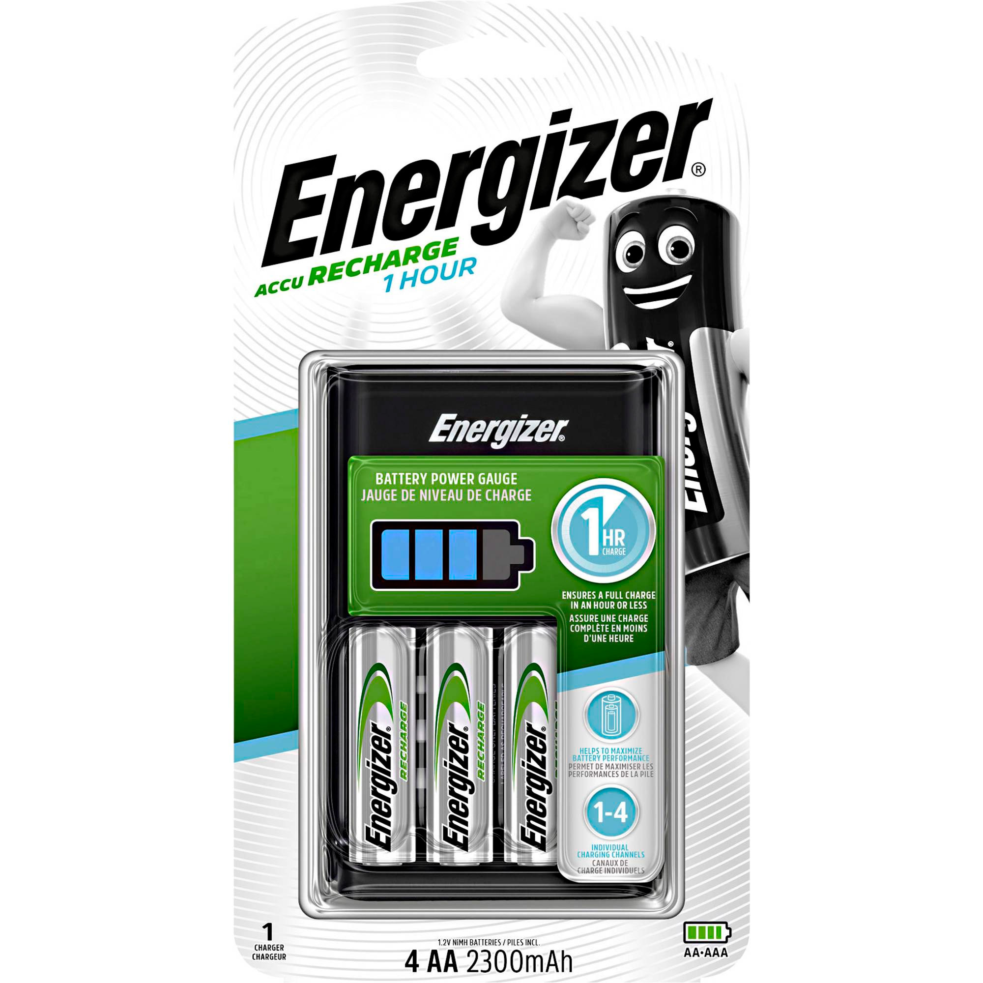 Зарядний пристрій ENERGIZER Accu Recharge 1 Hour CH1HR3 + 4xAA 2300mAh (7638900421248)