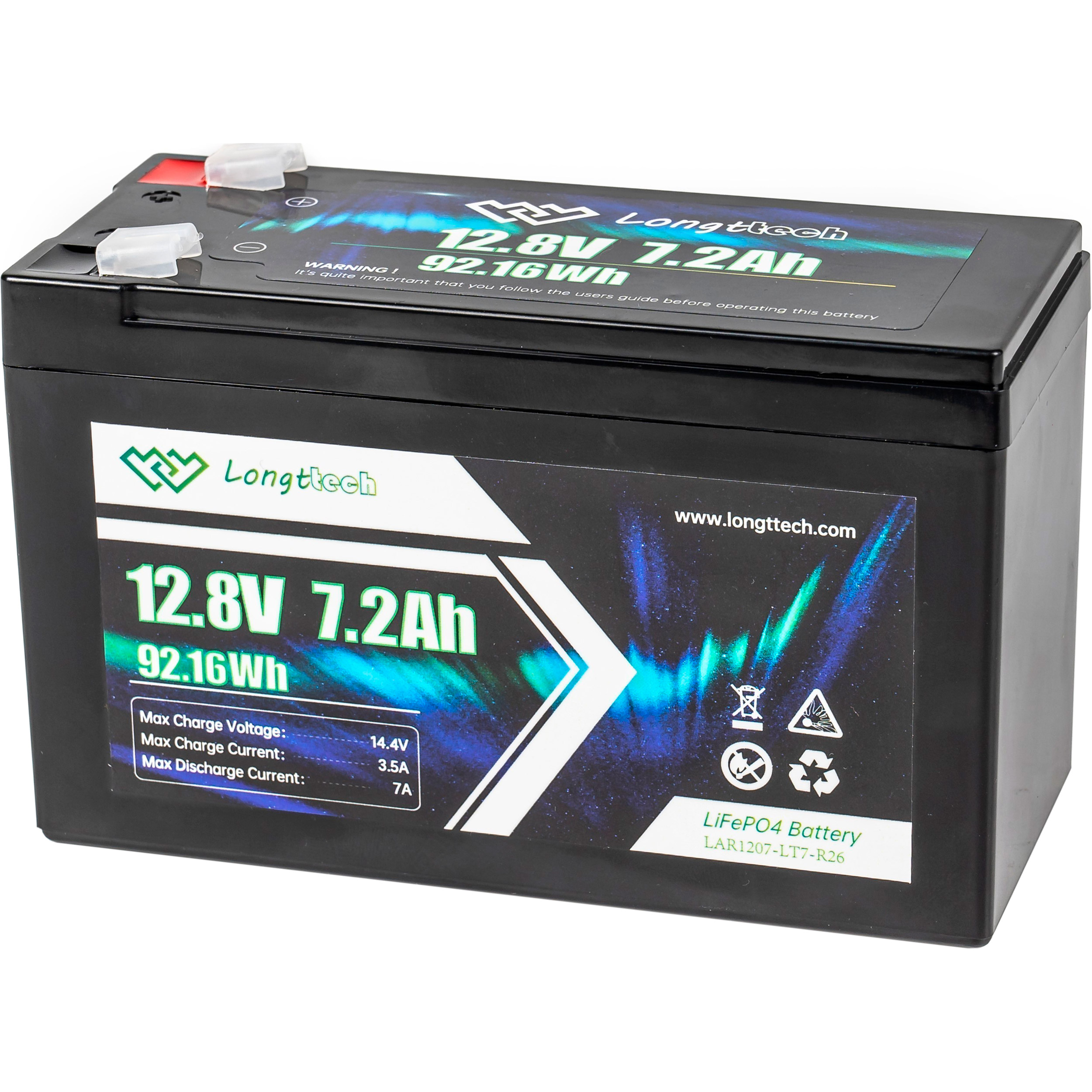 Акумуляторна батарея LONGTTECH LiFePO4 LAR1207-LT7-R26 (12.8В, 7.2Агод)