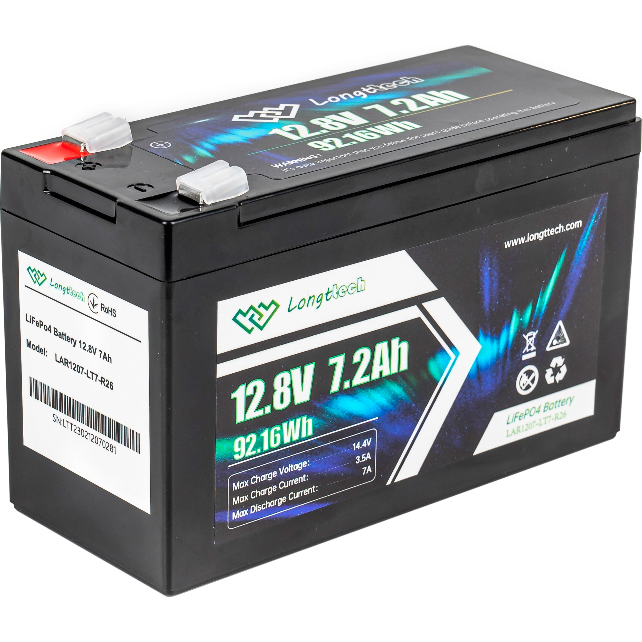 Акумуляторна батарея LONGTTECH LiFePO4 LAR1207-LT7-R26 (12.8В, 7.2Агод)