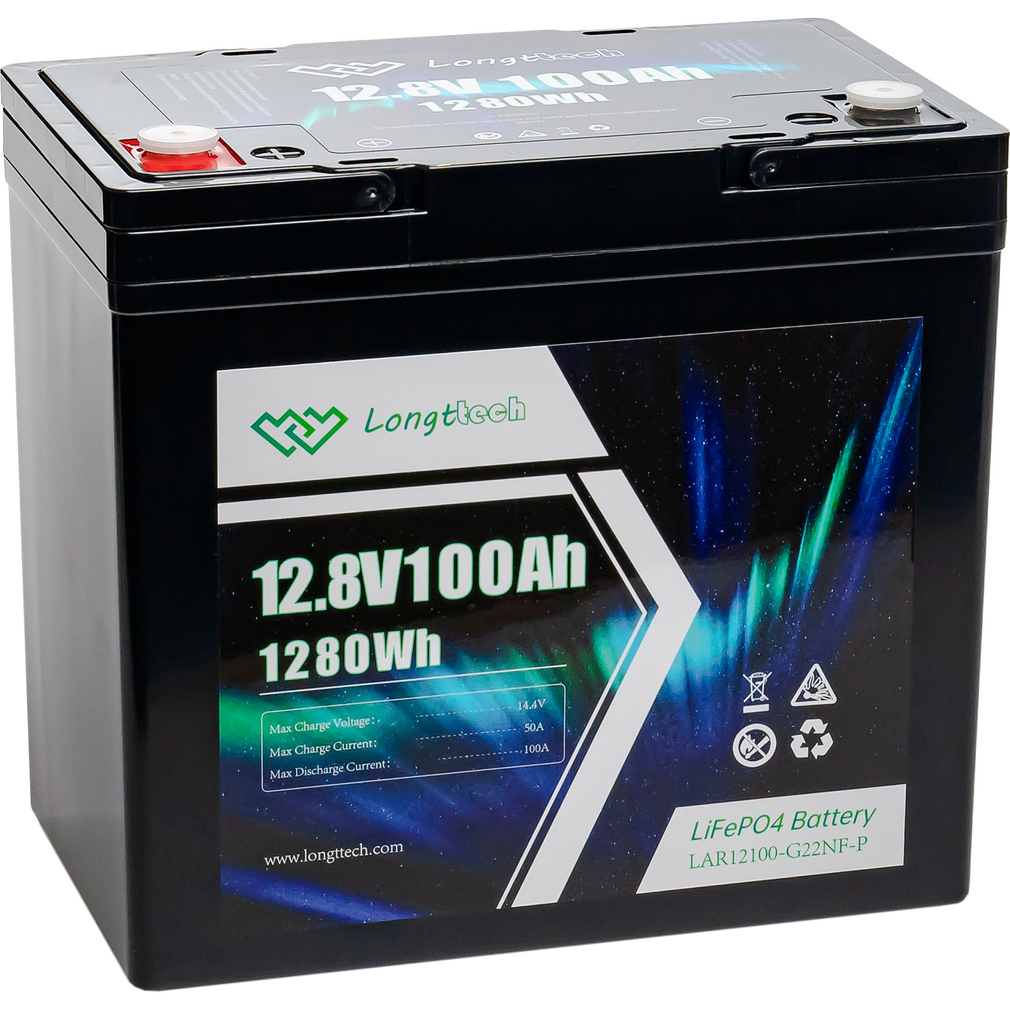 Аккумуляторная батарея LONGTTECH LiFePO4 LAR12100-G22NF-P (12.8В, 100Ач)