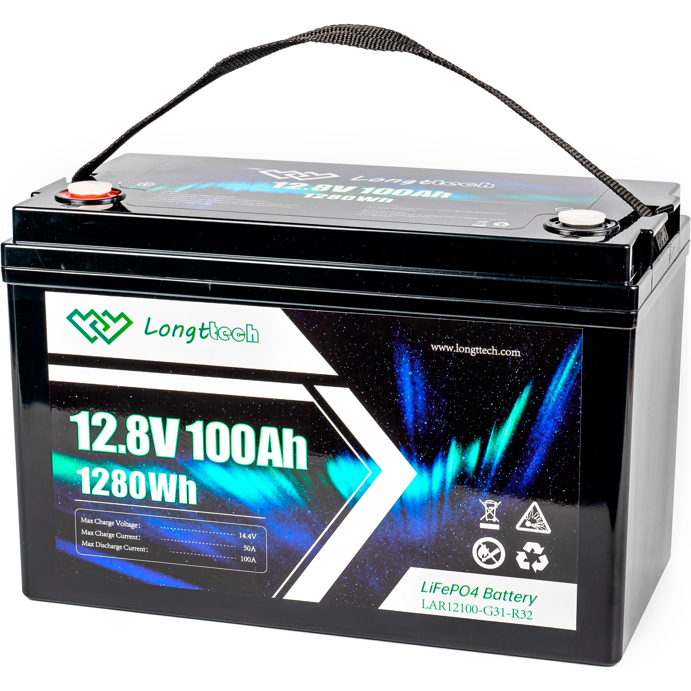 Аккумуляторная батарея LONGTTECH LiFePO4 LAR12100-G31-R32 (12.8В, 100Ач)