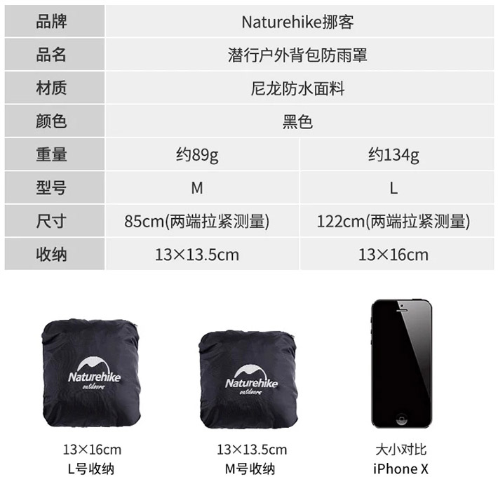 Чехол для рюкзака NATUREHIKE NH19PJ041 Waterproof Pack Cover 55-75L Black (6927595739396)