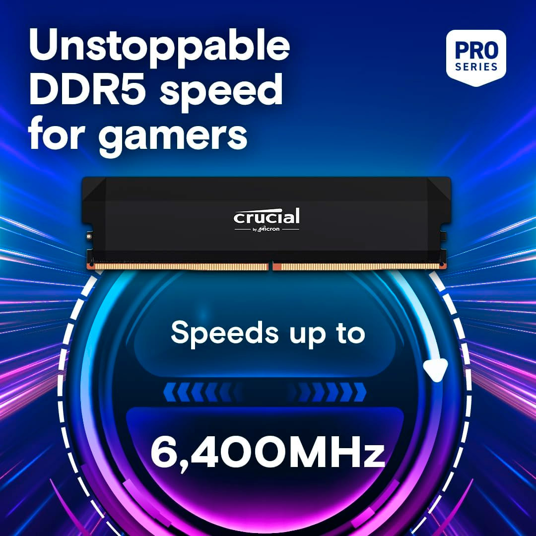 Модуль пам'яті CRUCIAL Pro Overclocking DDR5 6400MHz 32GB Black (CP32G64C40U5B)