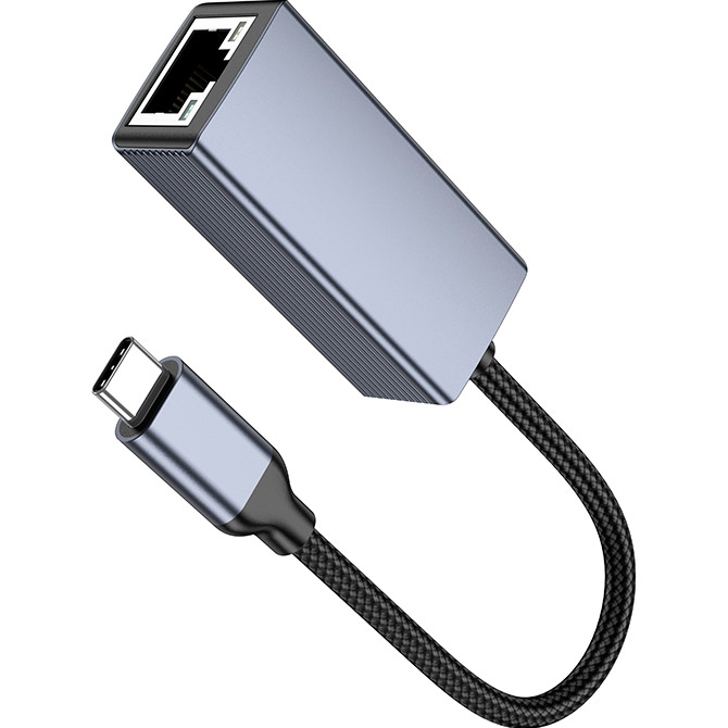 Сетевой адаптер HOCO UA37 Type-C Ethernet Adapter Metal Gray