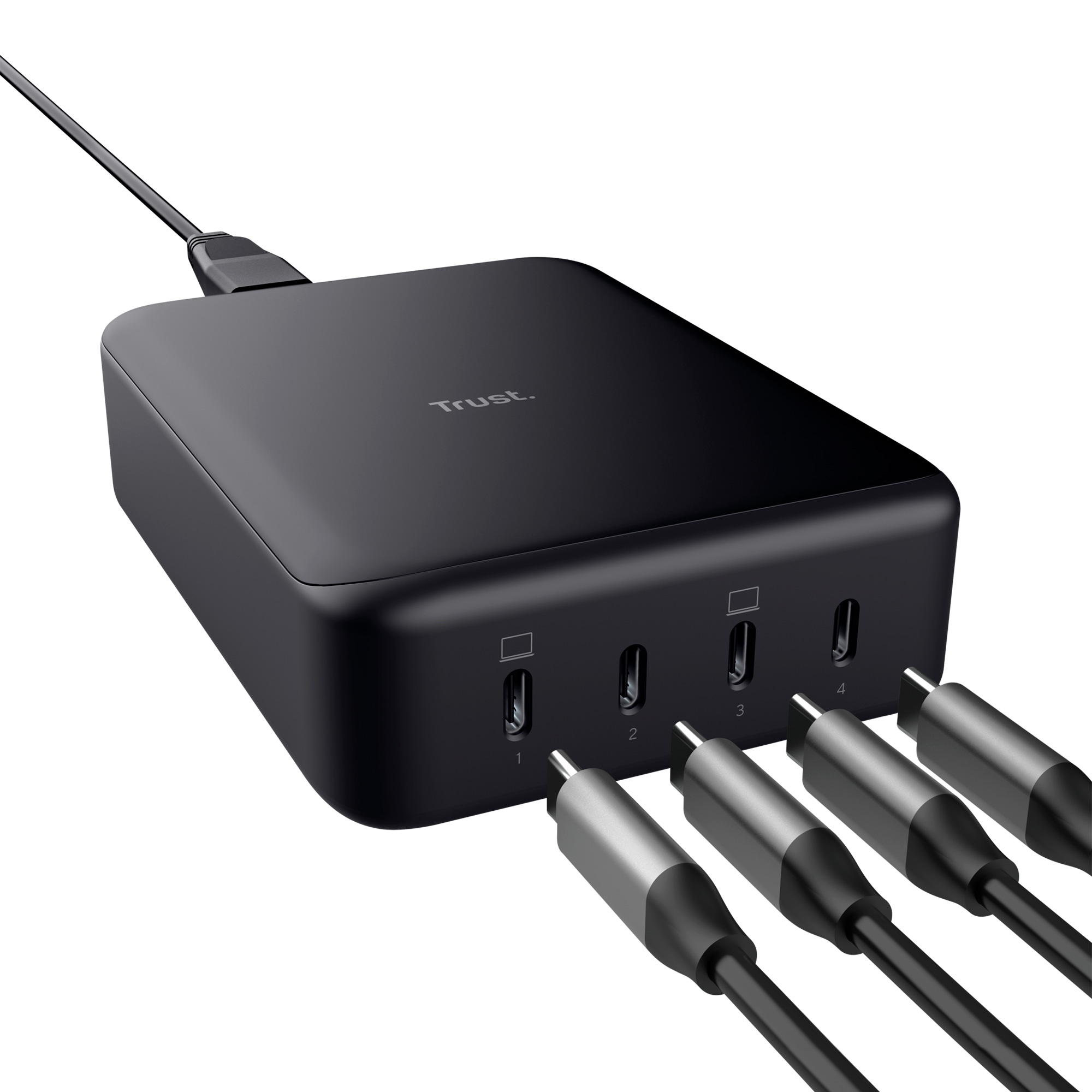 Зарядний пристрій TRUST Maxo 240W GaN 4xUSB-C, PD3.0 Desk Charger Black (25413)