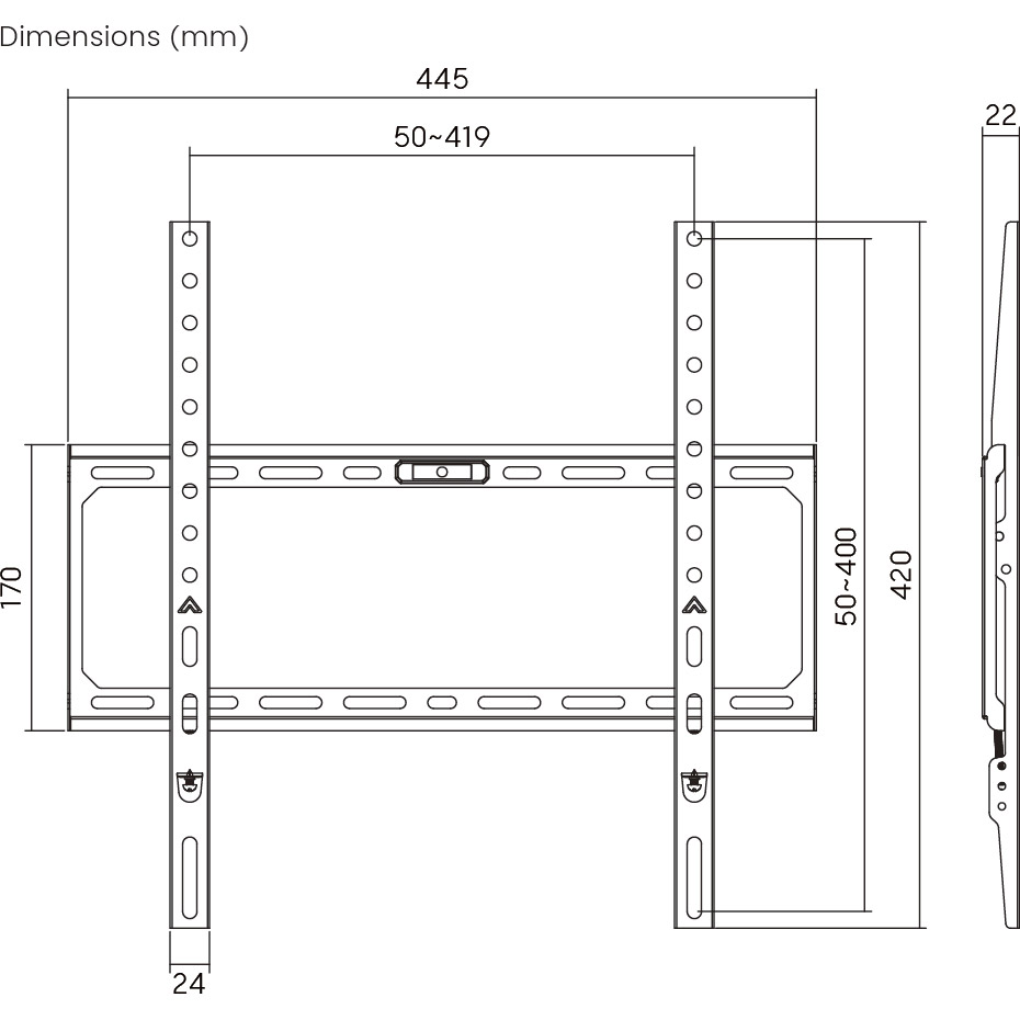 Кріплення настінне для ТВ BRATECK KL37-44F 32"-75" Black